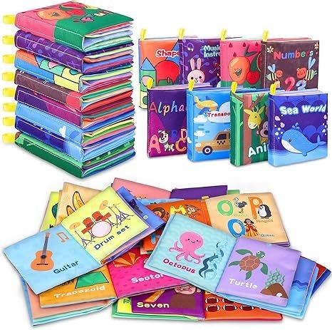 Baby Bath Books, Nontoxic Fabric Soft Baby Cloth Books, Early Education Toys, Waterproof Baby Books for Toddler, Infants