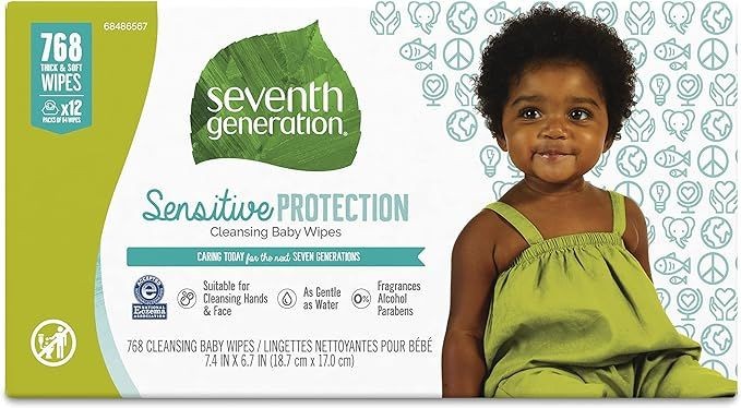 Seventh Generation Baby Wipes Sensitive Protection with Snap Seal Diaper Wipes 