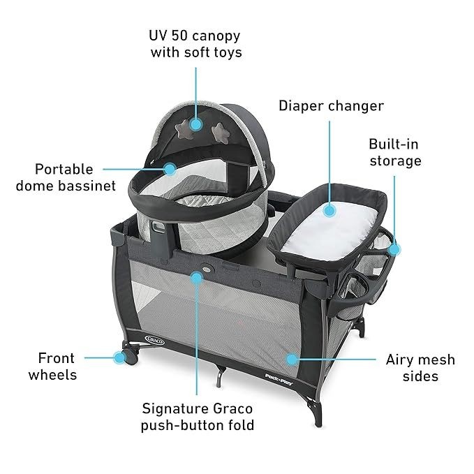 Graco Pack ‘n-Play Travel Dome LX-Playard | Features Portable Bassinet
