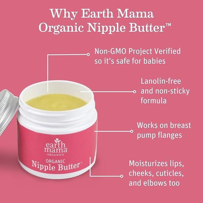 Organic Nipple Butter™ Breastfeeding Cream by Earth Mama | Lanolin-free, Postpartum Essentials Safe for Nursing