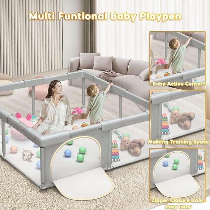 Baby Playpen Play Pens for Babies and Toddlers Baby Fence Baby Play Yards for Indoor & Outdoor with Breathable Mesh Anti-Fall Playpen